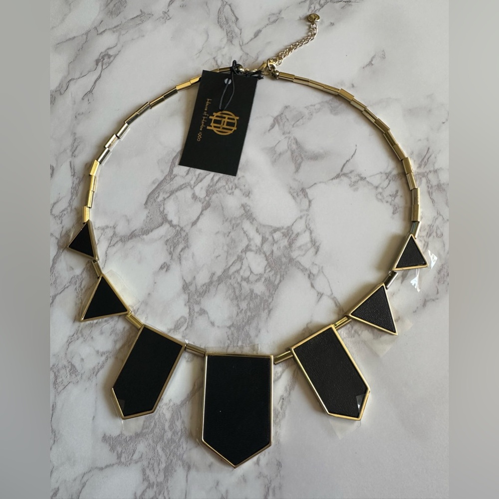 House of Harlow 1960 Black and Gold Statement Necklace